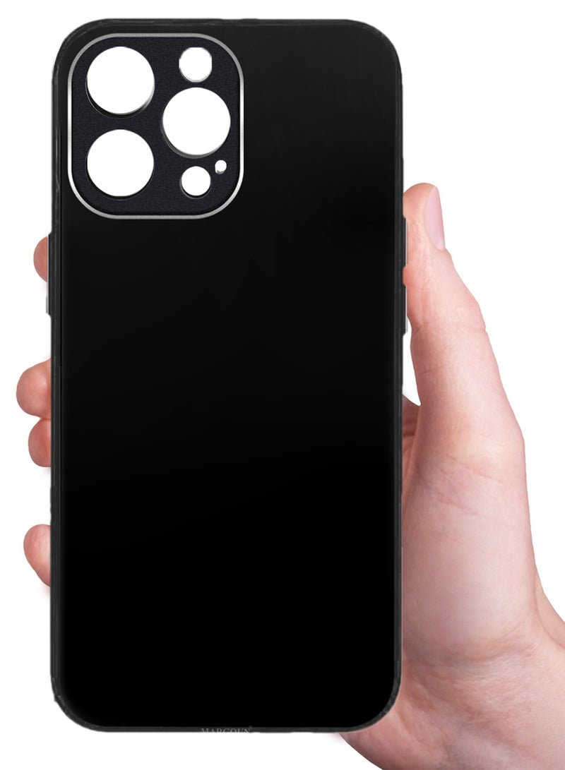 CATANES HiCool Glossy Hard TPU Case for iPhone 12 Pro - Full Coverage , Anti Finger Print , Anti Yellowing , Shockproof Slim Fit Design- Black - Image 5